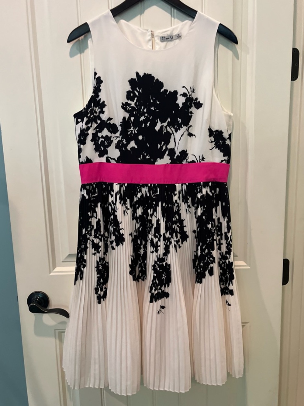 Eliza J Size 14 Dress Black w/Pink Waistband Gorgeous Easter Spring Perfect Chic
